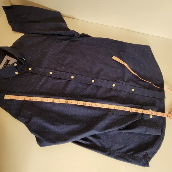Banana Republic Mens Slim Fit L/S Button Down Shirt Size L Navy with Blue Dots - Picture 5 of 12